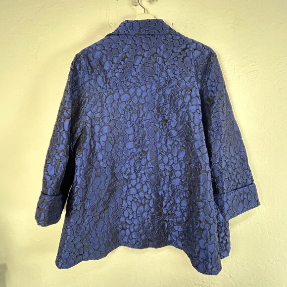 Moonlight Womens Geometric Dotted Jacquard Button Front Jacket XL Blue Artwear - Picture 2 of 6